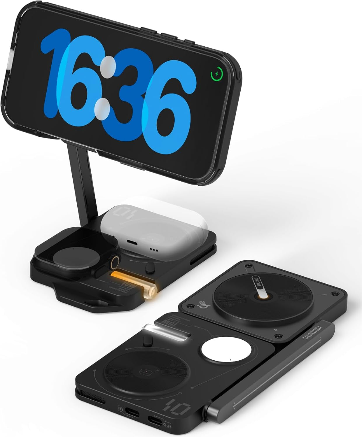 Stand Cargador Inalámbrico Aulumu Folding Qi2 4 en 1 (MagSafe)