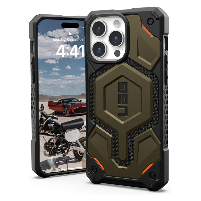 Case UAG Monarch Pro iPhone 15 Pro Max (MagSafe) - Kevlar Elemental Green