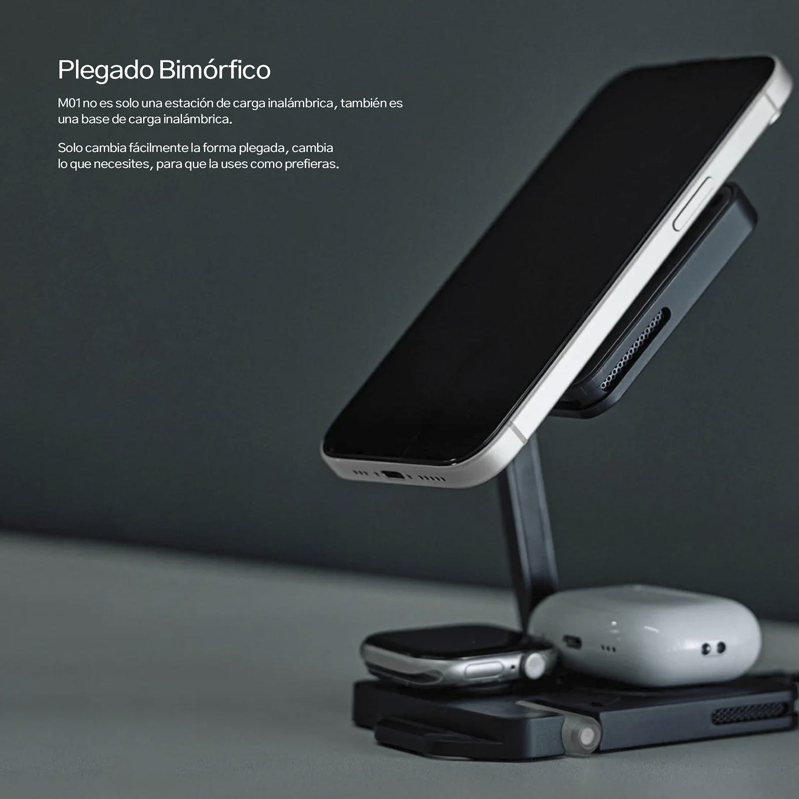 Stand Cargador Inalámbrico Aulumu Folding Qi2 4 en 1 (MagSafe)