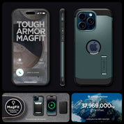 Case Spigen Tough Armor Mag iPhone 15 Pro Max (MagSafe) - Abyss Green - Spigen - Funda4 - 6 - 2 / CSTAMIP15PMMS - AGDastore