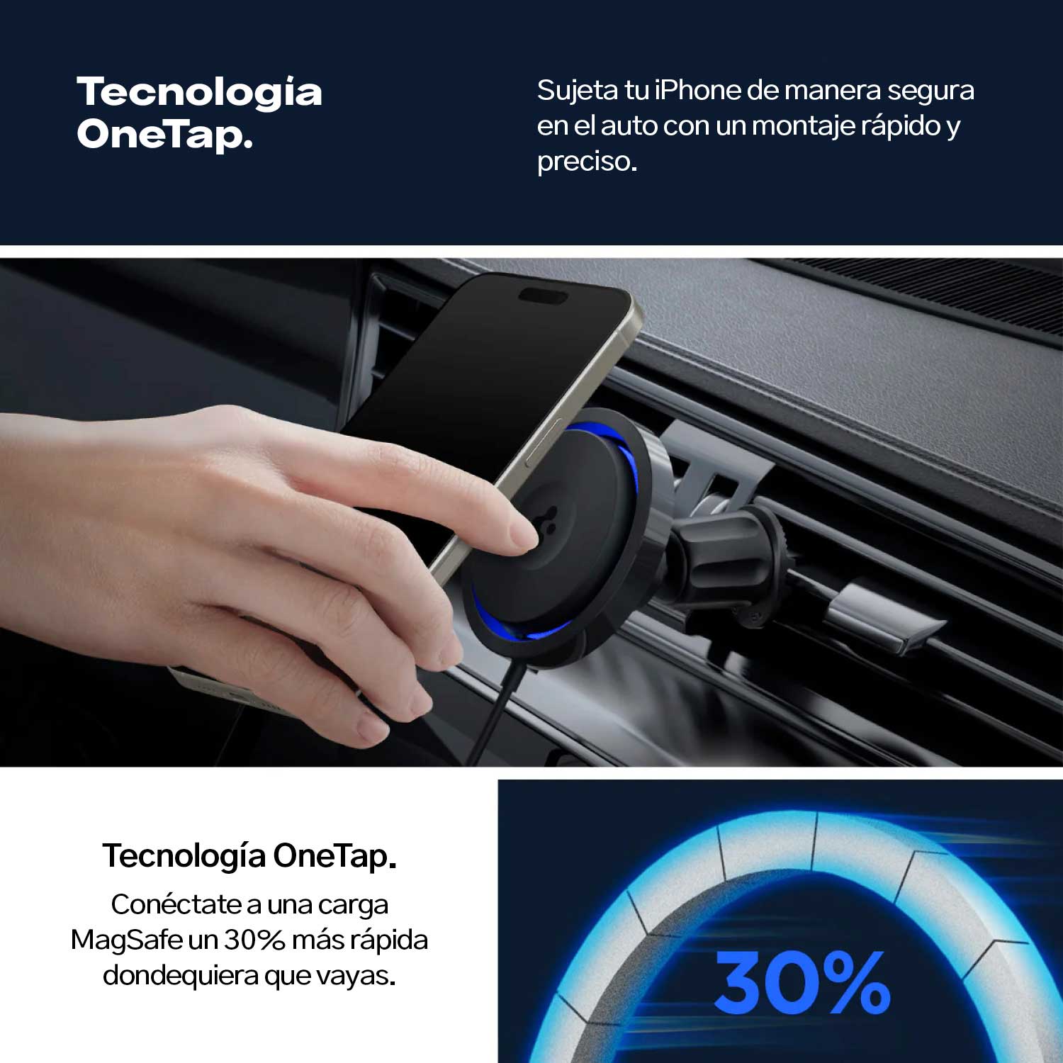 Montura Cargador para auto Spigen OneTap Pro 3 MagSafe - Spigen - Cables y Cargadores5 - 4 - 10 / MCSOTP3MAGSDastore
