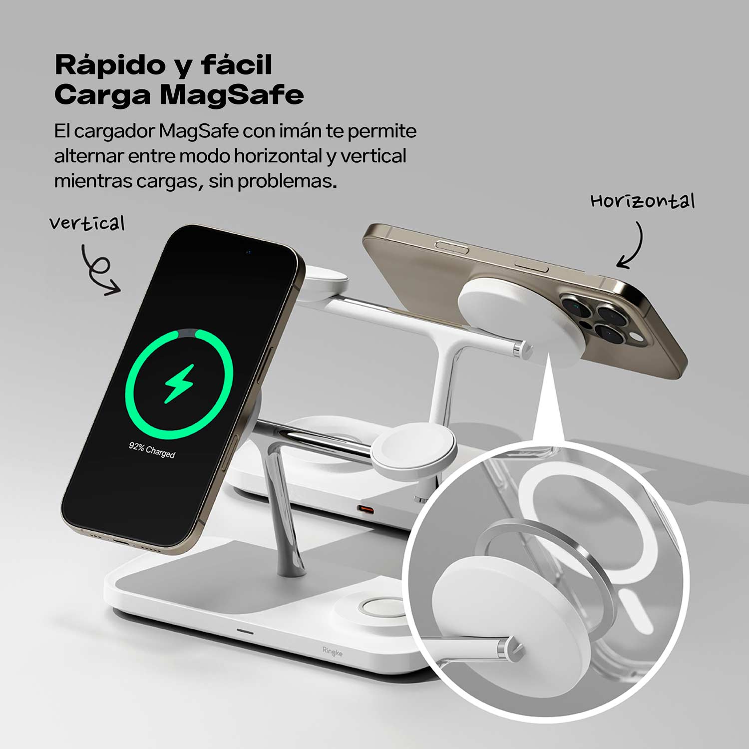 Stand Cargador Ringke Qi2 3 - in - 1 MagSafe Wireless Charging - Ringke - Cables y Cargadores10 - 2 - 3 / SCRQ23I1MSWCDastore
