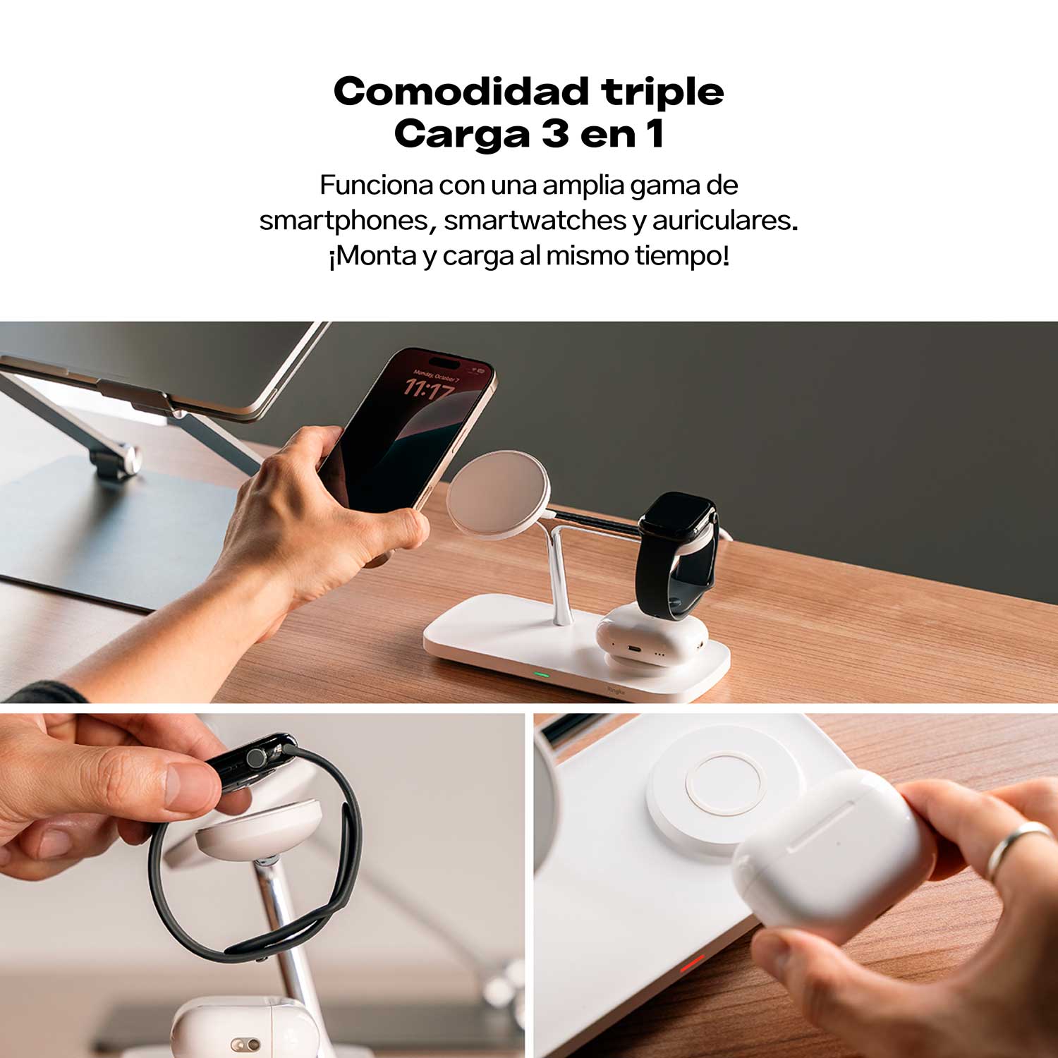 Stand Cargador Ringke Qi2 3 - in - 1 MagSafe Wireless Charging - Ringke - Cables y Cargadores10 - 2 - 3 / SCRQ23I1MSWCDastore