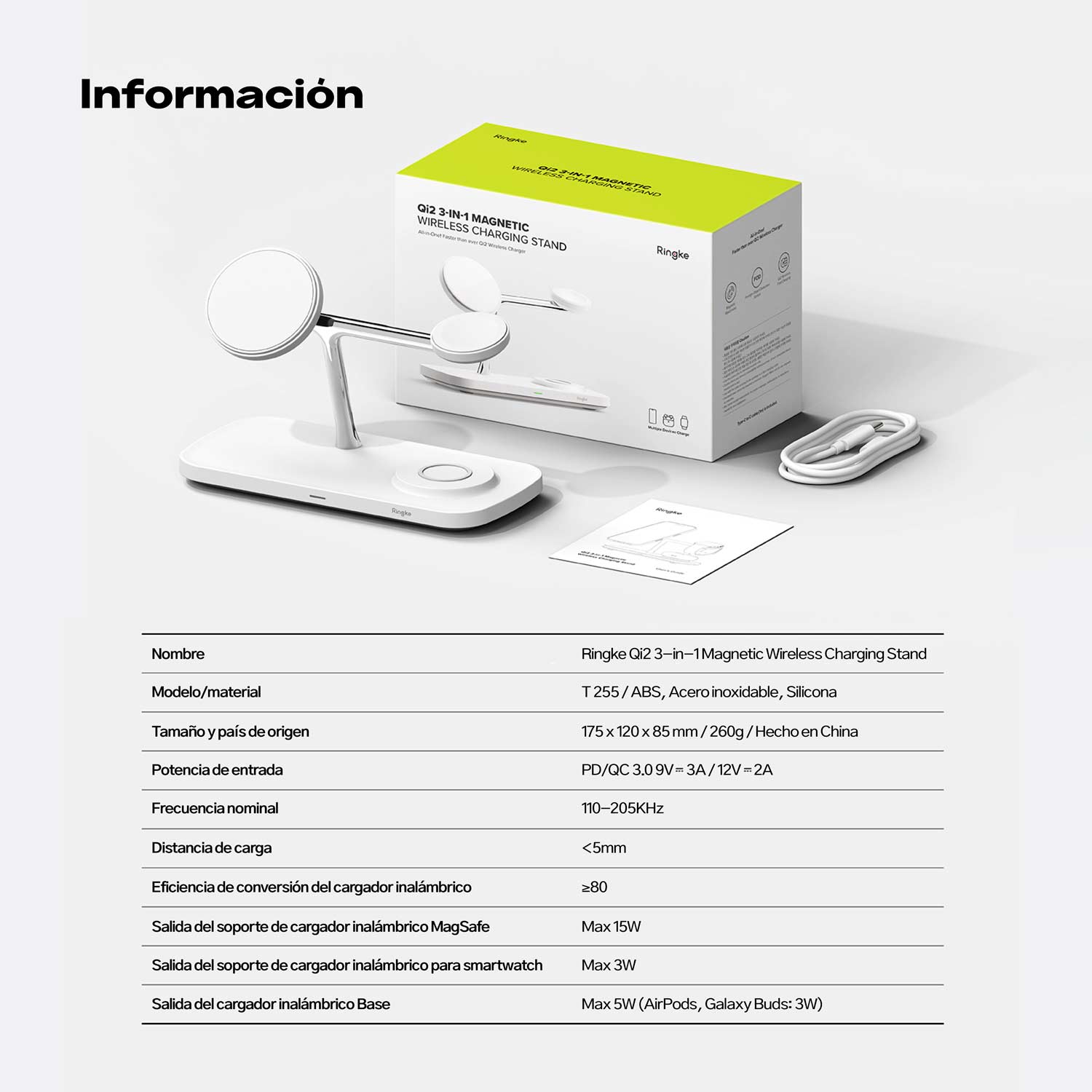 Stand Cargador Ringke Qi2 3 - in - 1 MagSafe Wireless Charging - Ringke - Cables y Cargadores10 - 2 - 3 / SCRQ23I1MSWCDastore