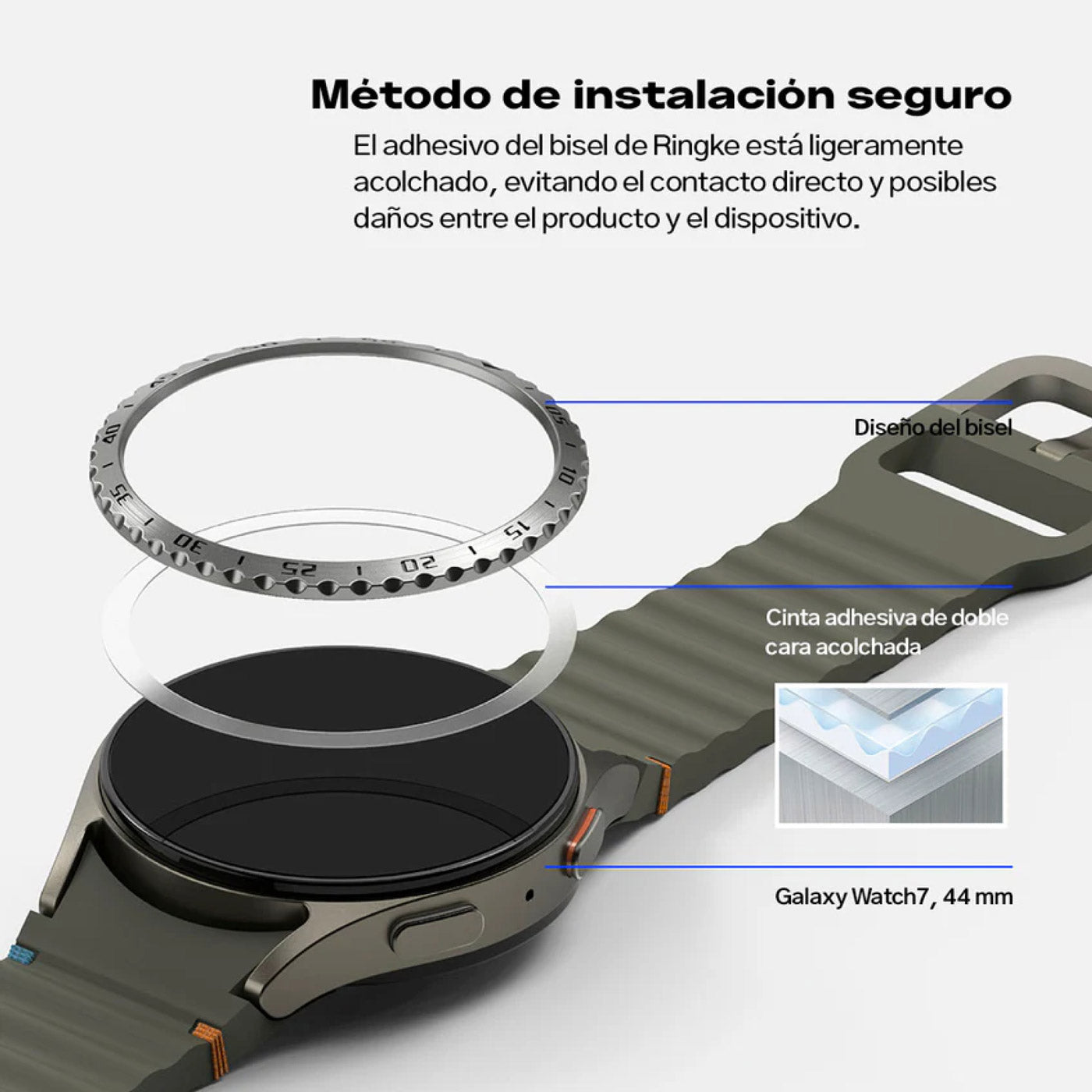 Case Ringke Bezel Styling + Protector de Pantalla Vidrio Galaxy Watch 7 (44mm)