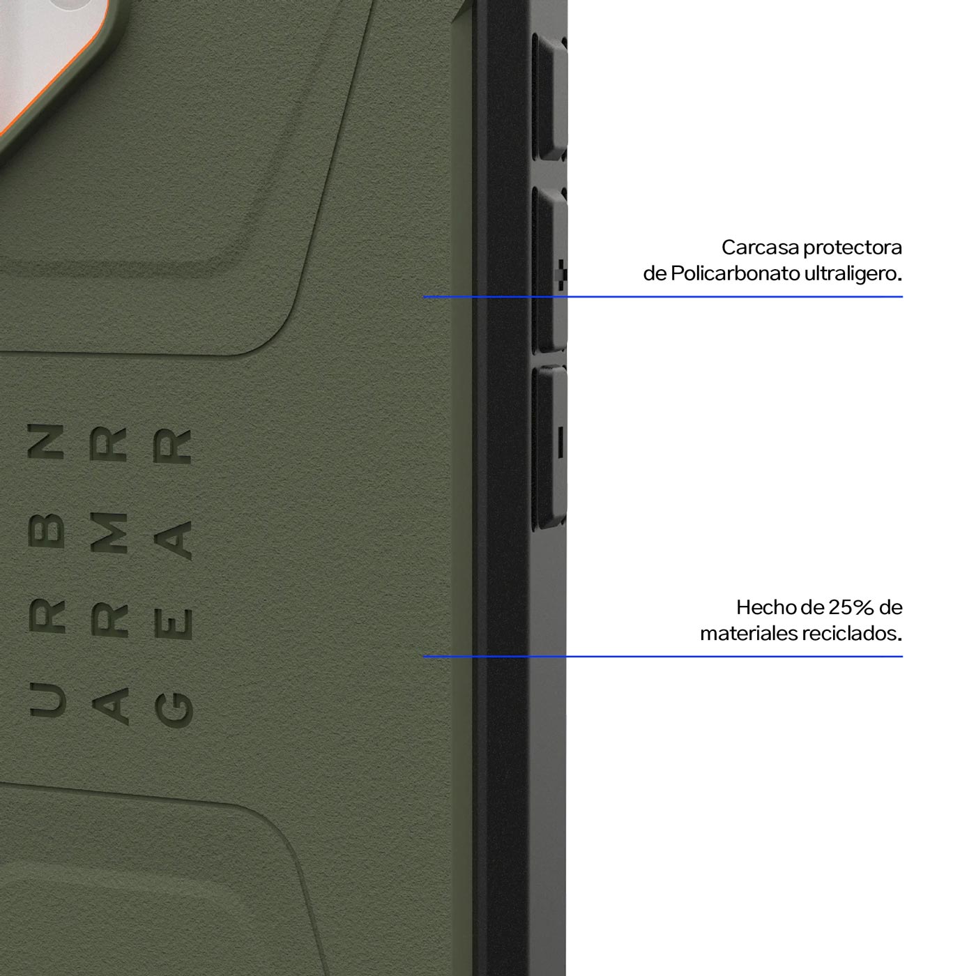 Case UAG Civilian iPhone 17 (MagSafe) - Olive/Orange
