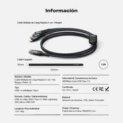 Cargador Ringke Multi Carga Rápida 3-en-1 (1.2 Metros)