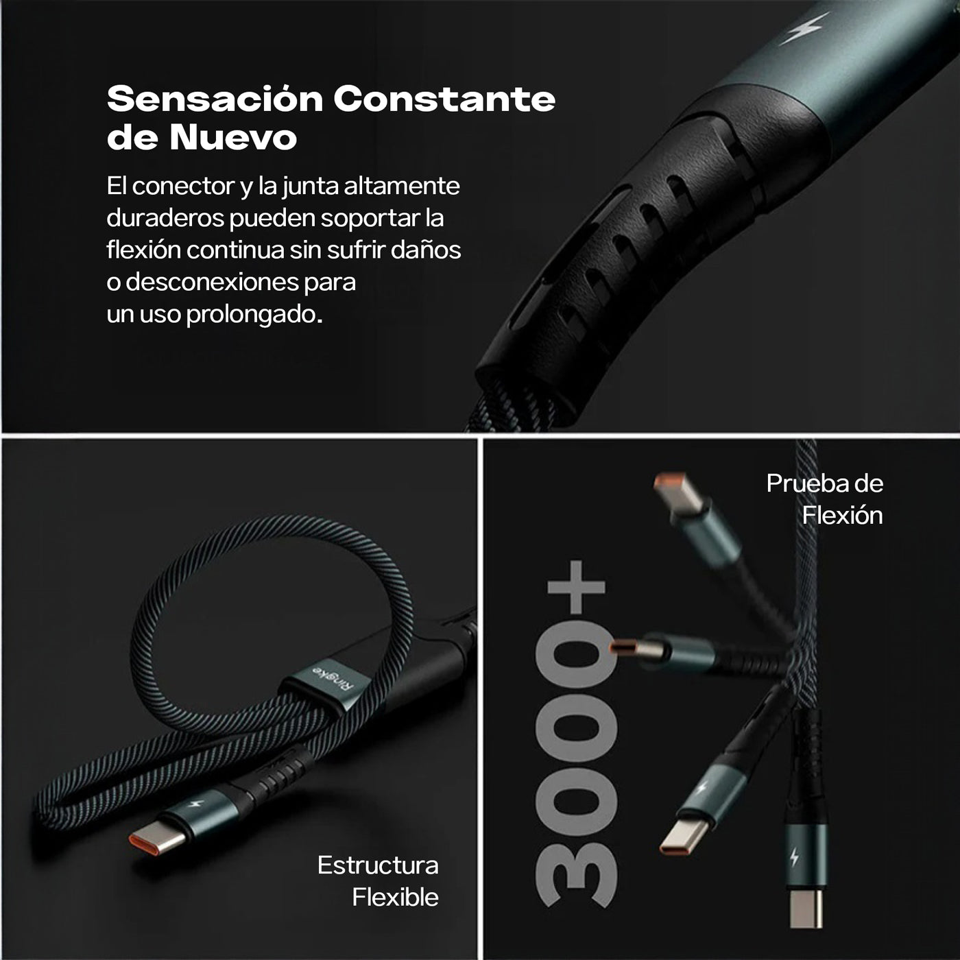 Cargador Ringke Multi Carga Rápida 3-en-1 (1.2 Metros)