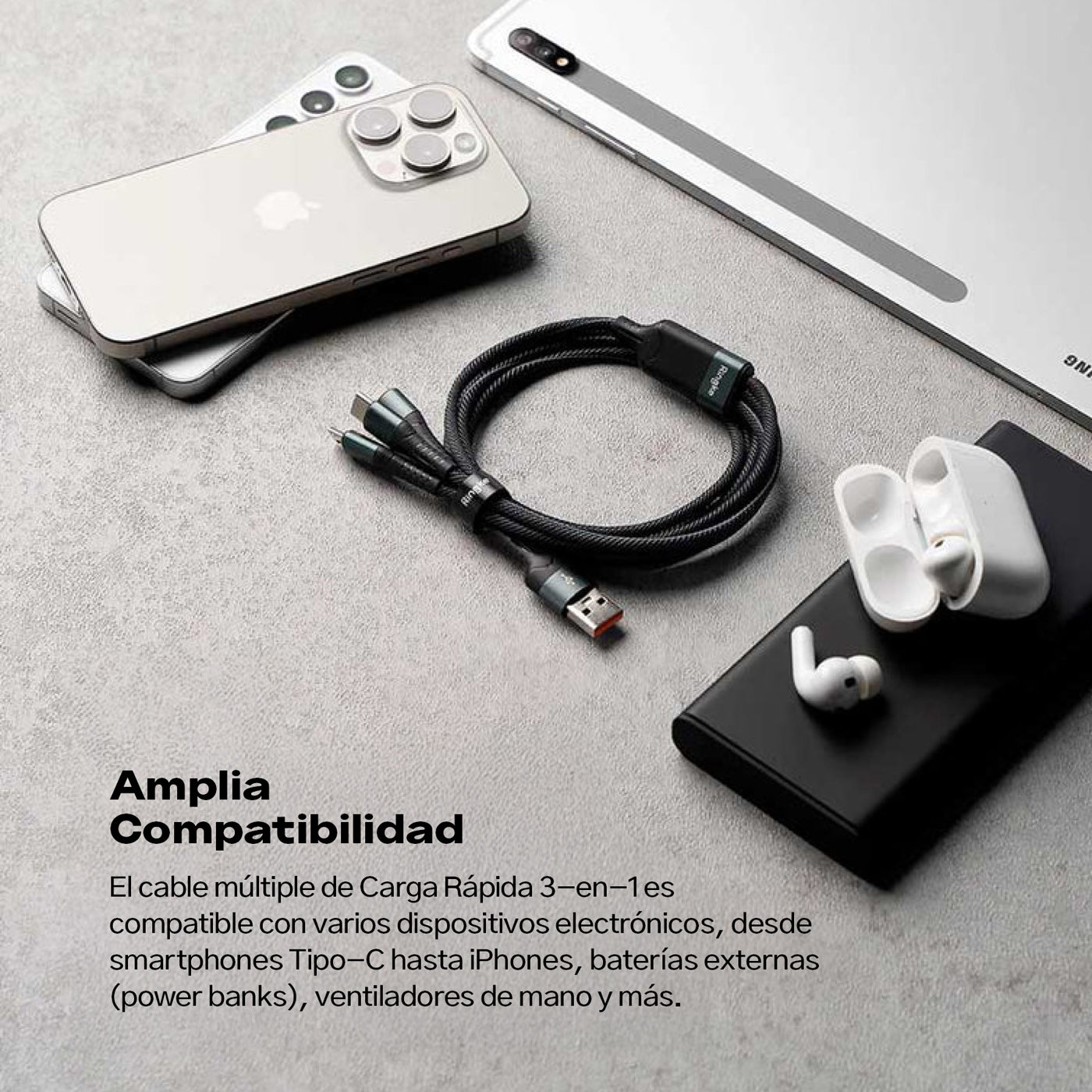 Cargador Ringke Multi Carga Rápida 3-en-1 (1.2 Metros)