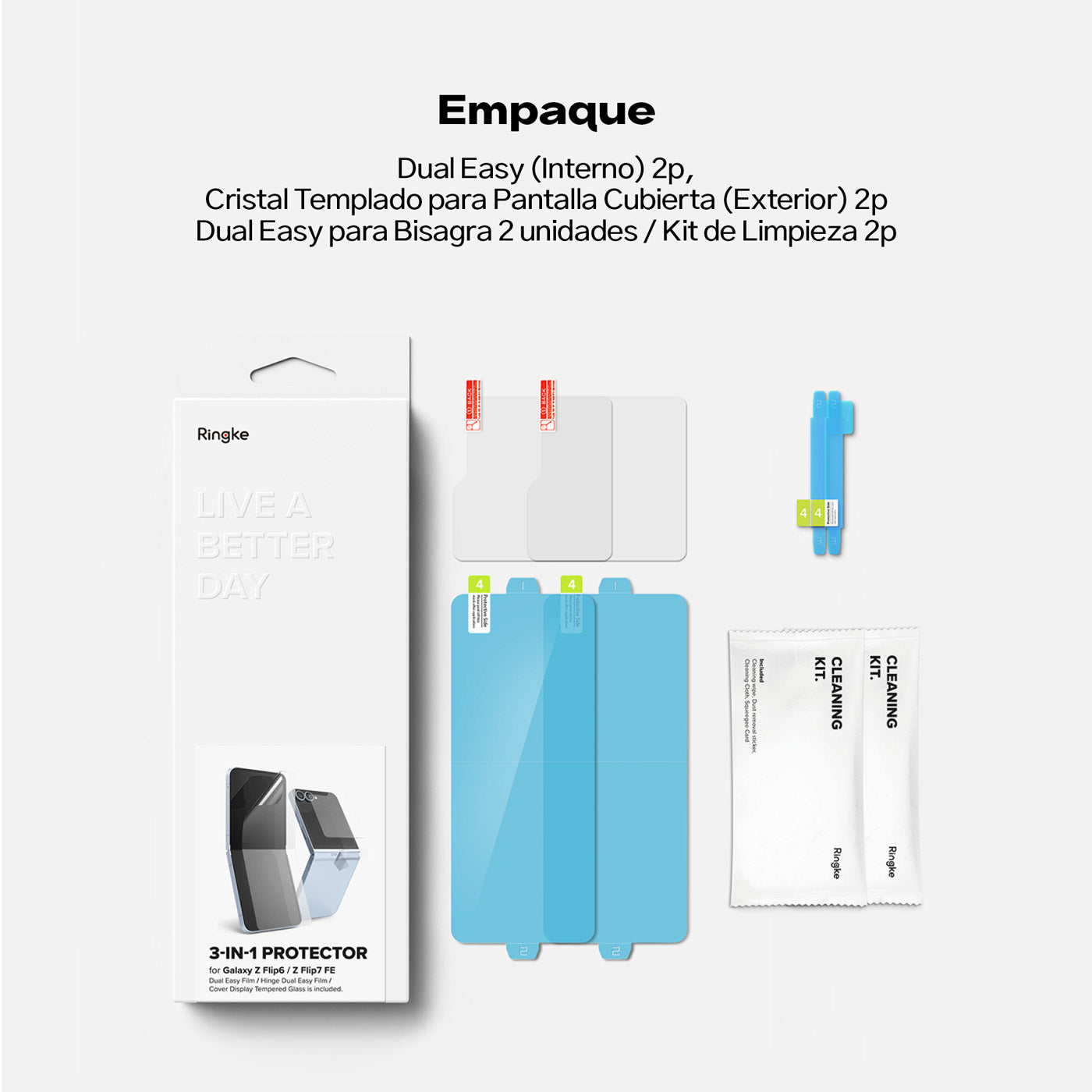 Pack Protector de pantalla Ringke 3 en 1 Galaxy Z Flip6