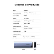 Case UGREEN Externo para SSD M.2 NVMe / SATA – 10Gbps (CM767 / 15813)