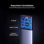 Case UGREEN Externo para SSD M.2 NVMe / SATA – 10Gbps (CM767 / 15813)