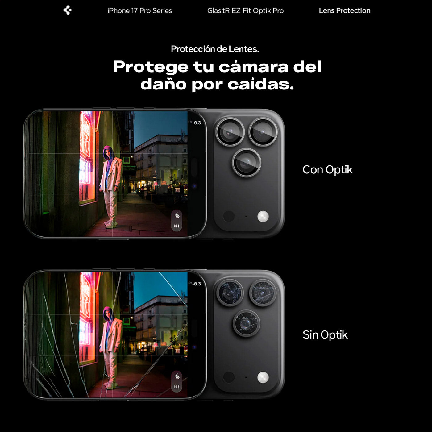 Spigen Protector de lente iPhone 17 Pro Max / iPhone 17 Pro / iPhone 16 Pro / iPhone 16 Pro Max / iPhone 15 Pro / iPhone 15 Pro Max / iPhone 14 Pro / iPhone 14 Pro Max (2 Pack)