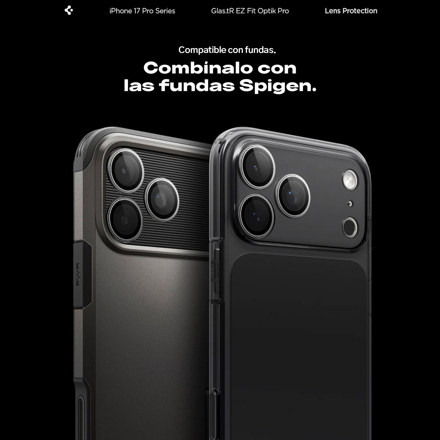 Spigen Protector de lente iPhone 17 Pro Max / iPhone 17 Pro / iPhone 16 Pro / iPhone 16 Pro Max / iPhone 15 Pro / iPhone 15 Pro Max / iPhone 14 Pro / iPhone 14 Pro Max (2 Pack)