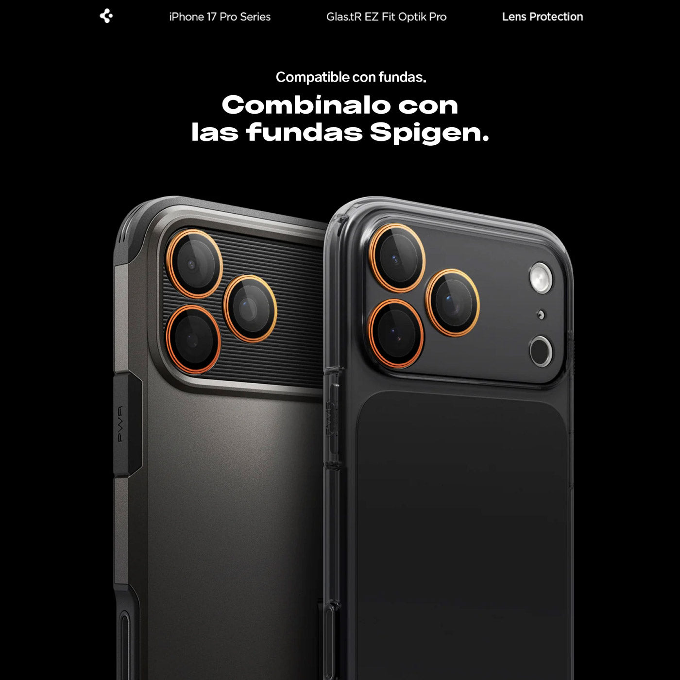 Spigen Protector de lente iPhone 17 Pro Max / iPhone 17 Pro / iPhone 16 Pro / iPhone 16 Pro Max / iPhone 15 Pro / iPhone 15 Pro Max / iPhone 14 Pro / iPhone 14 Pro Max (2 Pack)