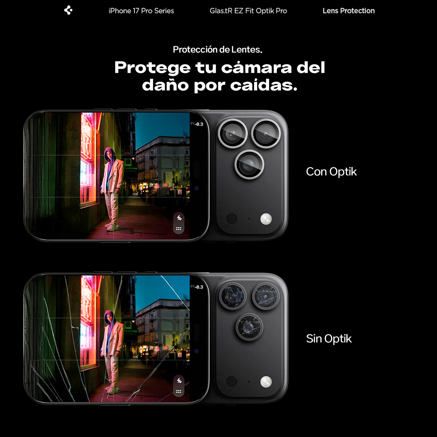 Spigen Protector de lente iPhone 17 Pro Max / iPhone 17 Pro / iPhone 16 Pro / iPhone 16 Pro Max / iPhone 15 Pro / iPhone 15 Pro Max / iPhone 14 Pro / iPhone 14 Pro Max (2 Pack)