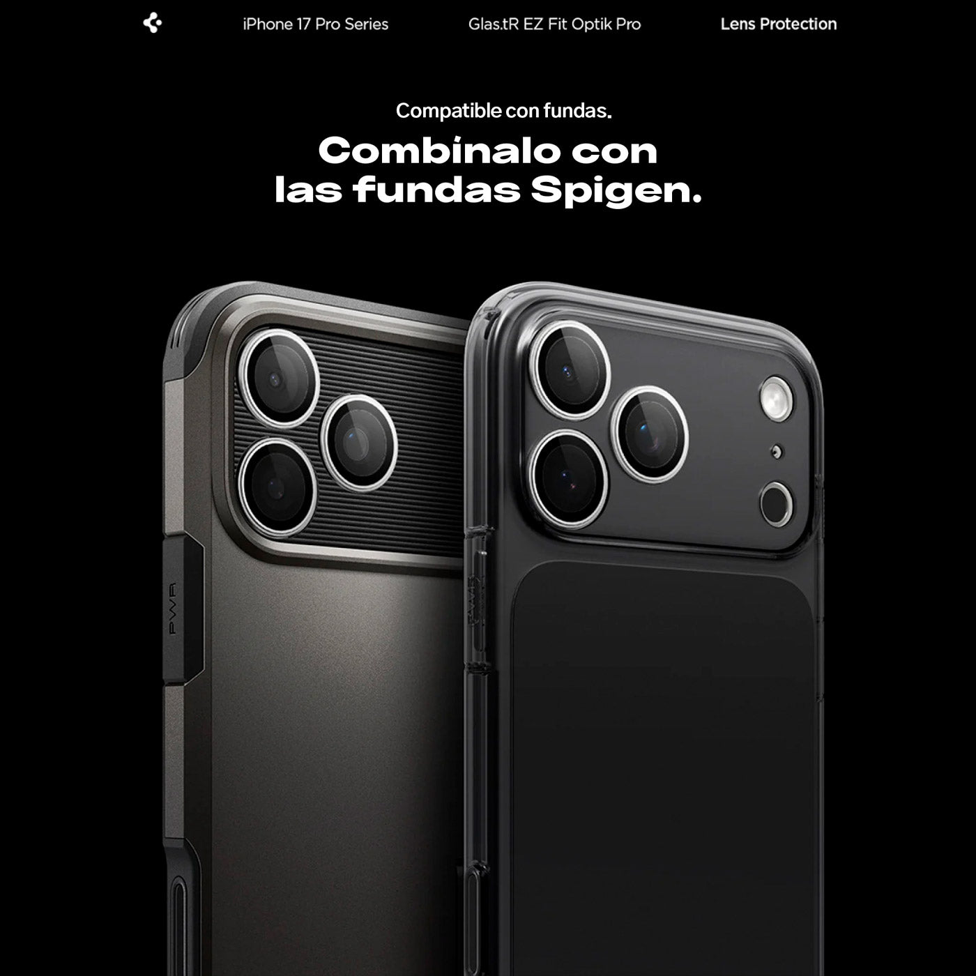 Spigen Protector de lente iPhone 17 Pro Max / iPhone 17 Pro / iPhone 16 Pro / iPhone 16 Pro Max / iPhone 15 Pro / iPhone 15 Pro Max / iPhone 14 Pro / iPhone 14 Pro Max (2 Pack)