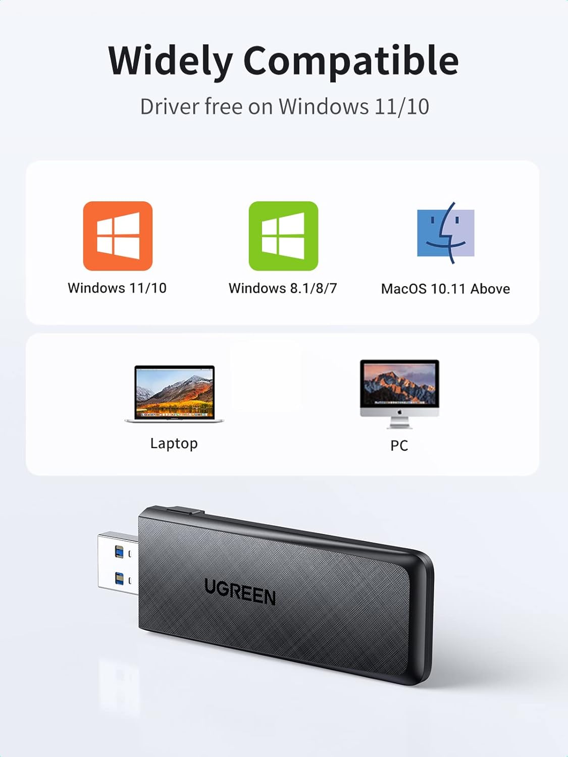 Ugreen Adaptador Wi-fi USB Doble Banda - 50340