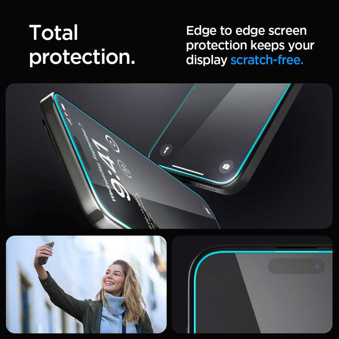 Protector de pantalla Spigen EZ FIT GLAS.tR S.P. iPhone 15 Pro (2 UND)