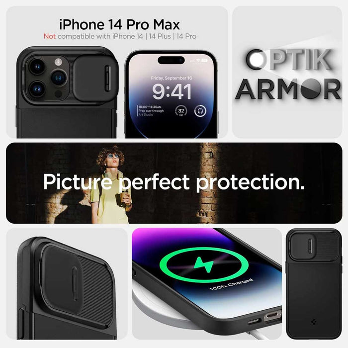 USA Importado - Case Spigen Optik Armor iPhone 14 Pro Max (MagSafe