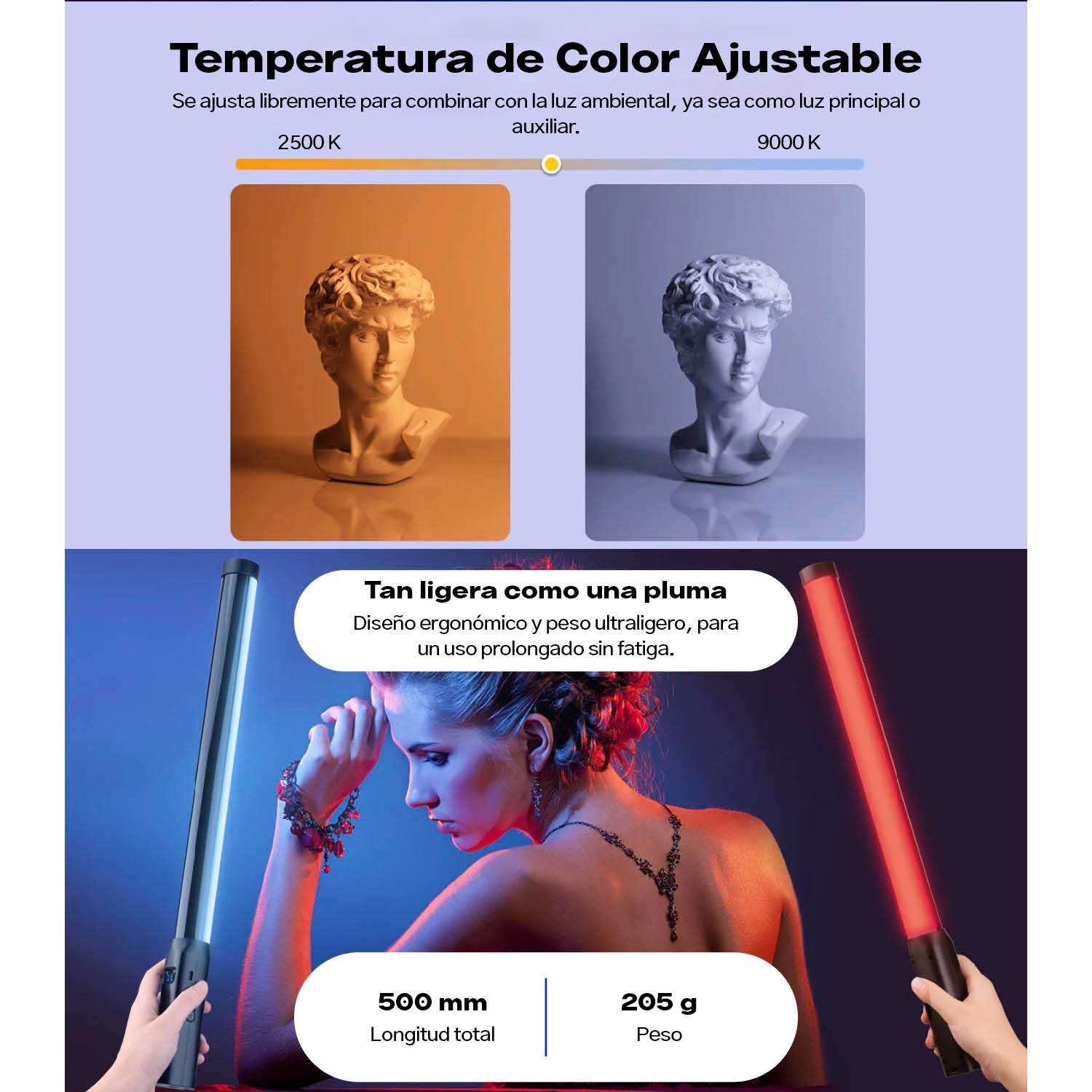 Luz de Tubo Ulanzi LED RGB portátil VL119 para video