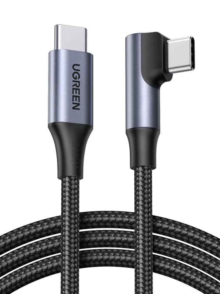 Cable angular UGREEN 1M L536 (85225) USB-C macho a USB-C macho de 90°