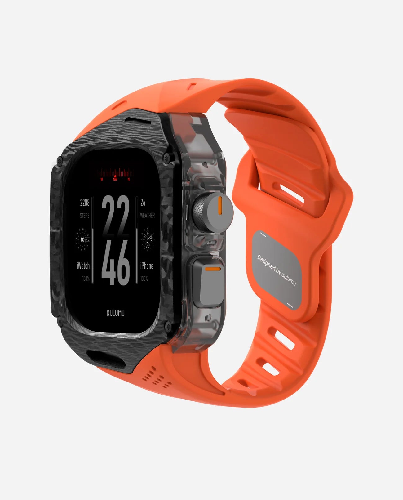Case + Correa Aulumu A01 Carbon Fiber Apple Watch Ultra 1 / 2 / 3 (49mm) - Orange