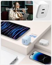 Cargador Spigen ArcStation Pro 45W Wall Charger 2 puertos Tipo C