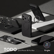 Case iPhone 18 Pro Max / 17 Pro Max Ringke Alles Black con Kickstand y MagSafe