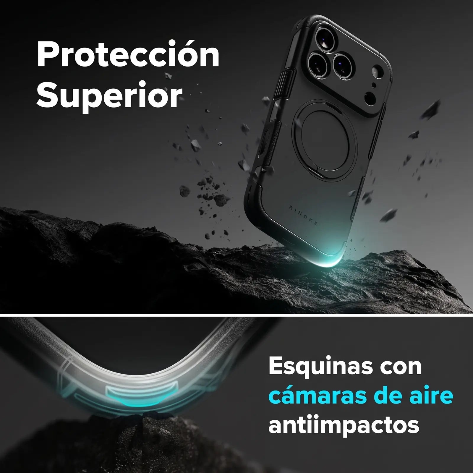 Case iPhone 18 Pro Max / 17 Pro Max Ringke Alles Black con Kickstand y MagSafe