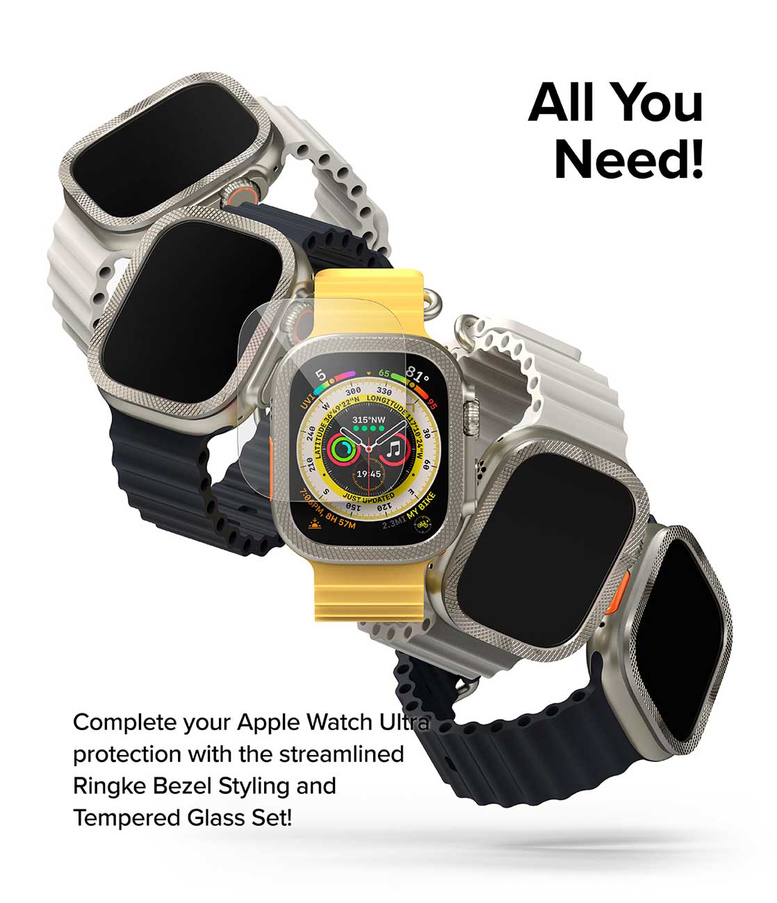 Case Ringke Bezel Styling Premium + Protector de Pantalla Vidrio Apple Watch Ultra 2 / 1 (49mm)
