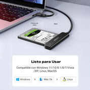 Adaptador UGREEN USB-A a SSD/HDD 2.5”