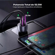 Cargador UGREEN para Auto 52.5W USB-C + USB-A (CD213 / 60980)