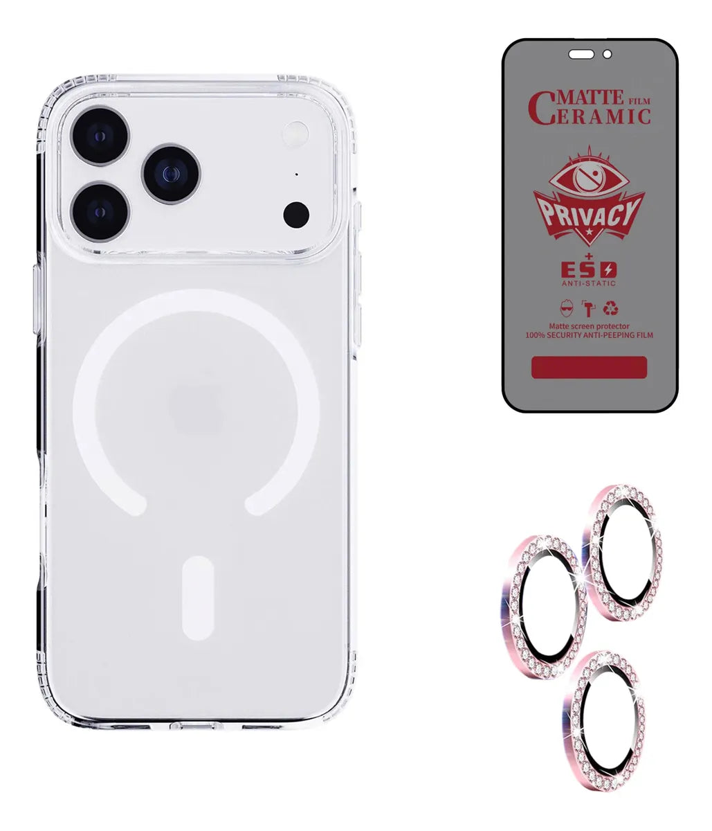 Funda Magsafe Parante + Mica + Cámara iPhone 17 Pro y Max - 1001