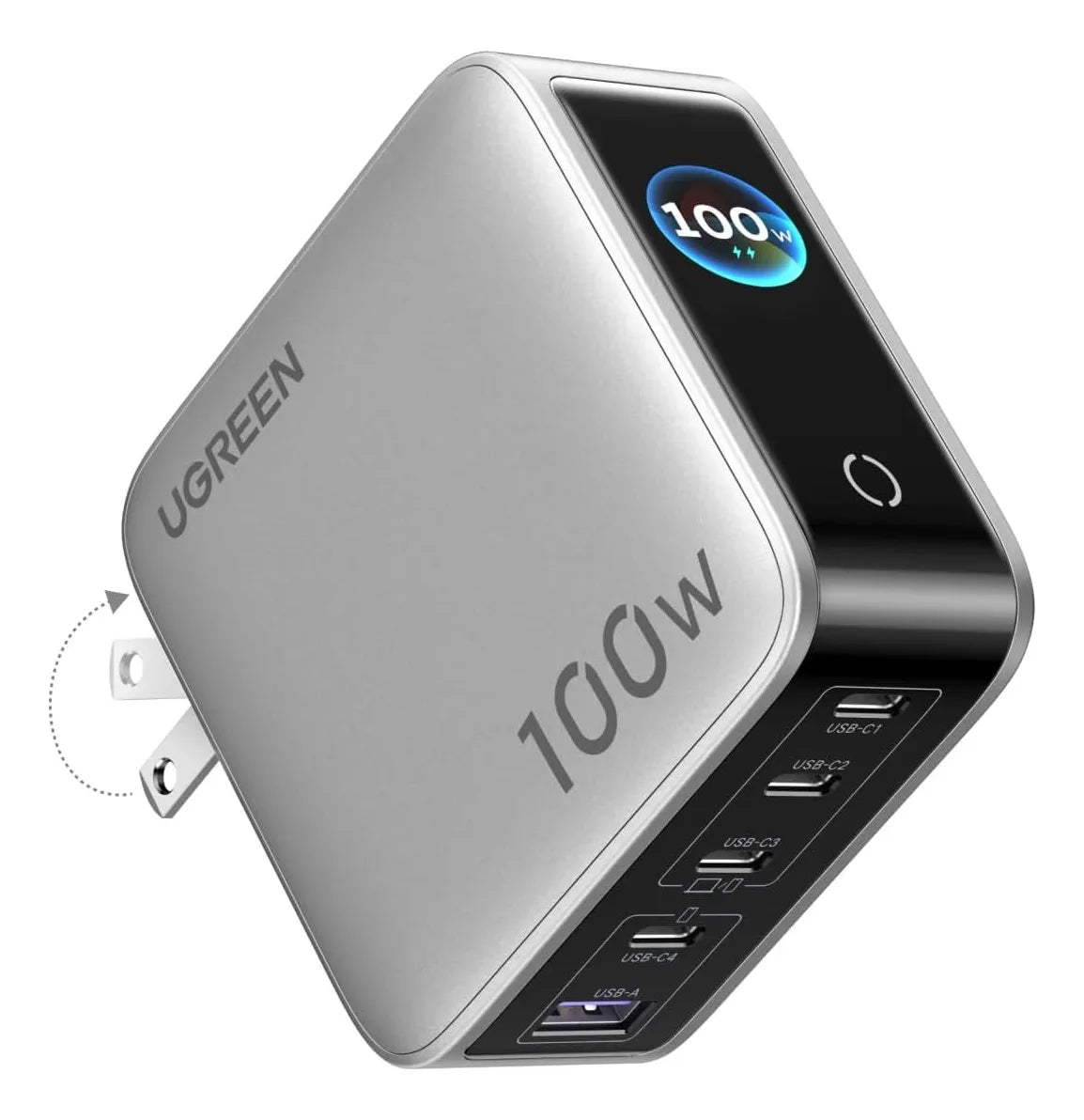 UGREEN Nexode Pro cargador GaN 100W con pantalla táctil y 5 puertos