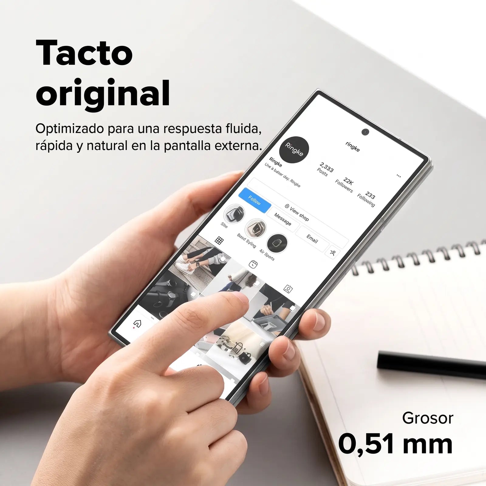 Protector Ringke Easy Slide Vidrio Templado para Pantalla Externa Galaxy Z Fold 8 Ultra