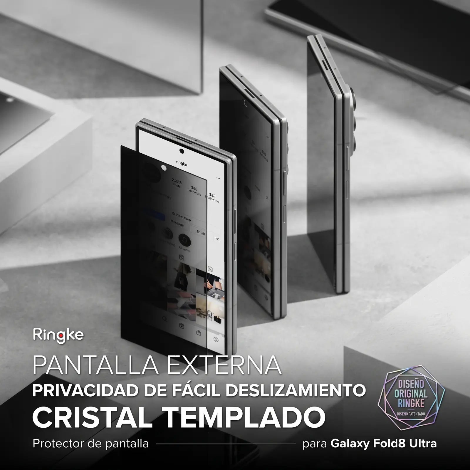 Ringke Easy Slide Privacy Glass para Cover Galaxy Z Fold 8 Ultra