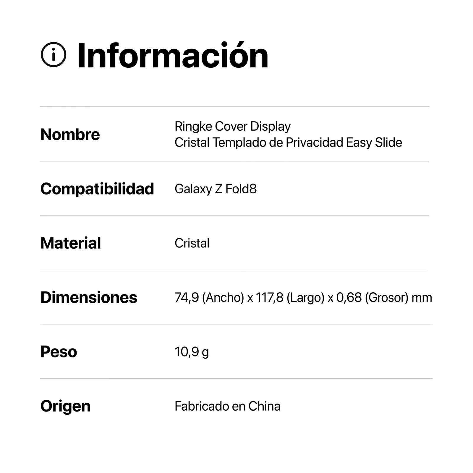 Ringke Mica Privacy Galaxy Z Fold 8 Cover Display Easy Slide