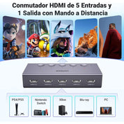 Switch HDMI UGREEN 5-en-1 4K@60Hz - 25857