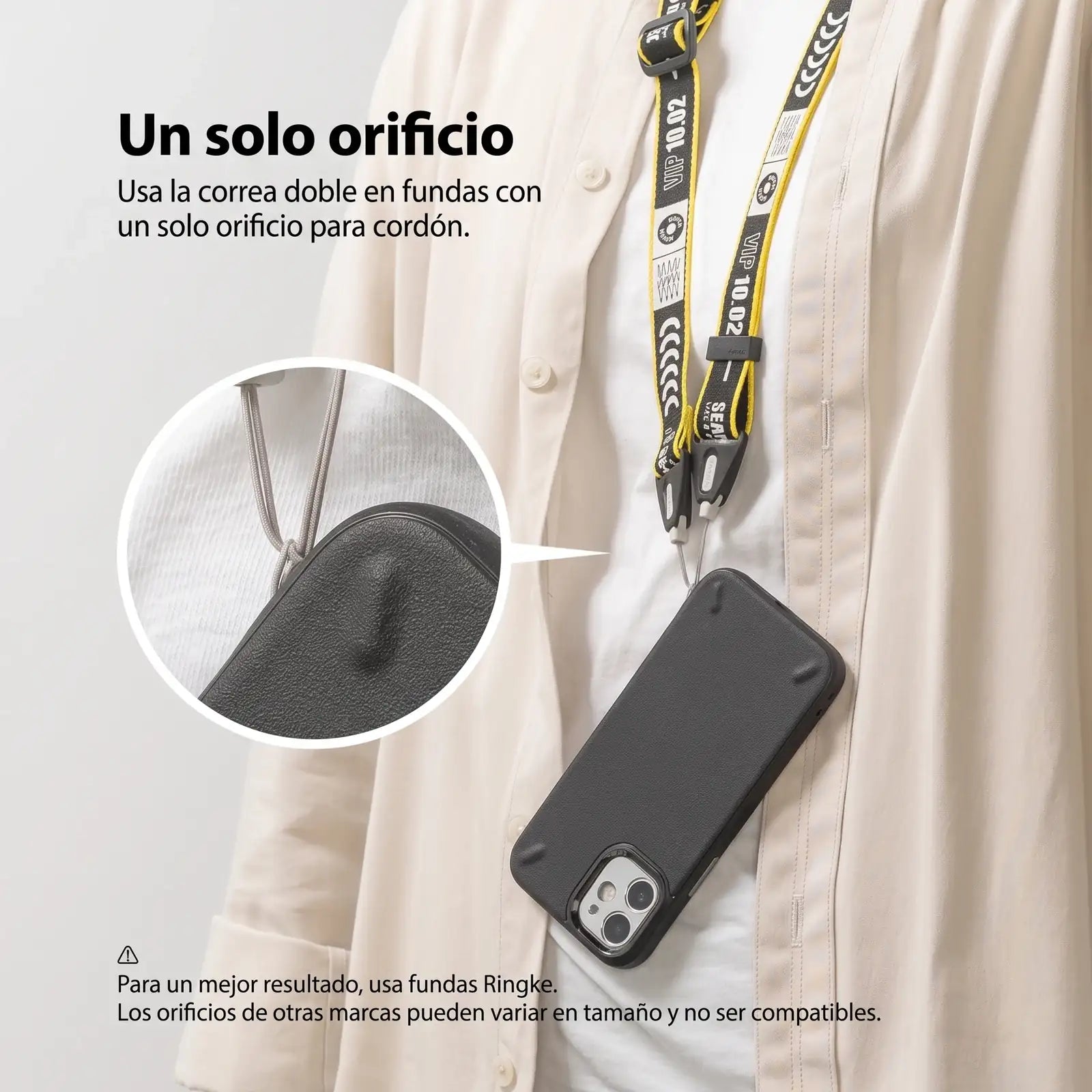 Correa Ringke Shoulder Strap Lettering Negro Ajustable para Celular