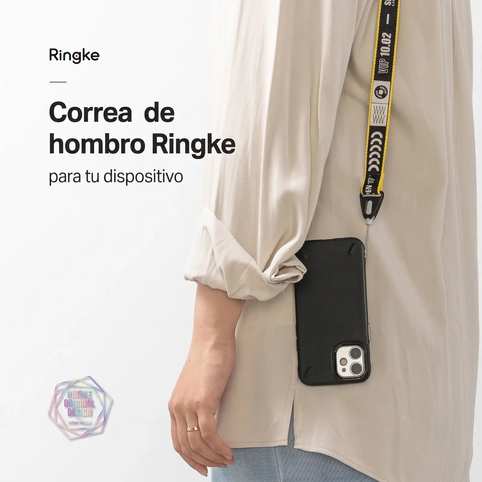 Correa Ringke Shoulder Strap Lettering Negro Ajustable para Celular