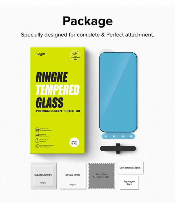Protector de Pantalla Vidrio Ringke iPhone 15 Plus (instalador)