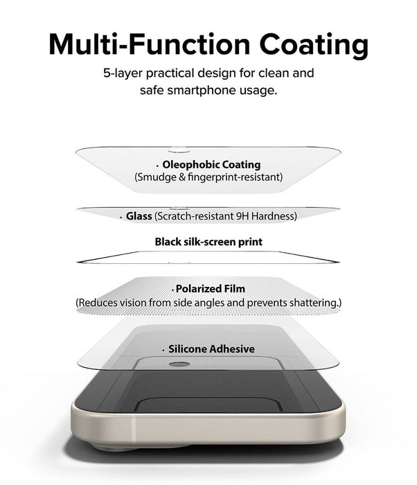 Mica Vidrio iPhone 15 Pro Max (instalador) - Ringke Premium A1 — Dastore