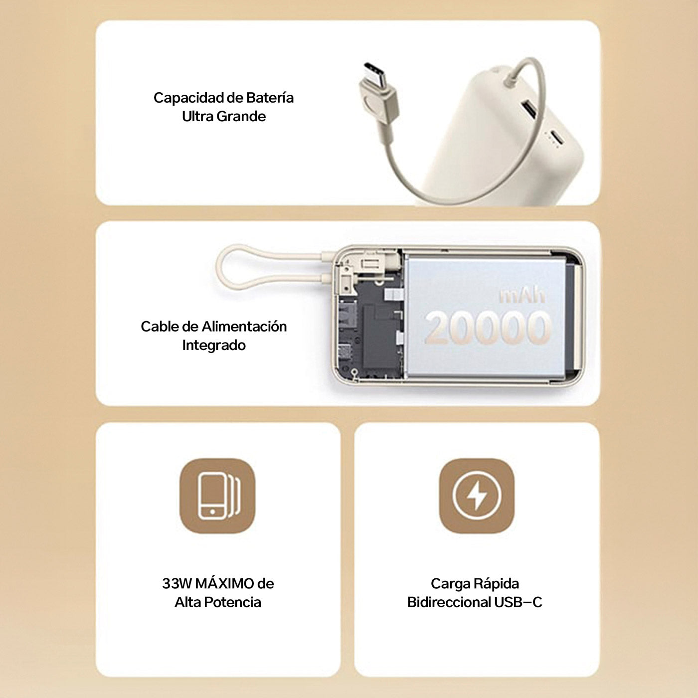 Xiaomi 33W Power Bank 20000mAh (Cable Integrado)