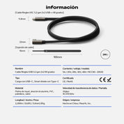 Cargador Ringke 90 Grados Carga Rápida 240W Tipo C a C (3.2 Gen 2x2) - 2 Metros