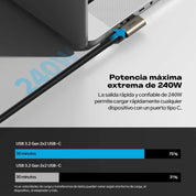 Cargador Ringke 90 Grados Carga Rápida 240W Tipo C a C (3.2 Gen 2x2) - 2 Metros