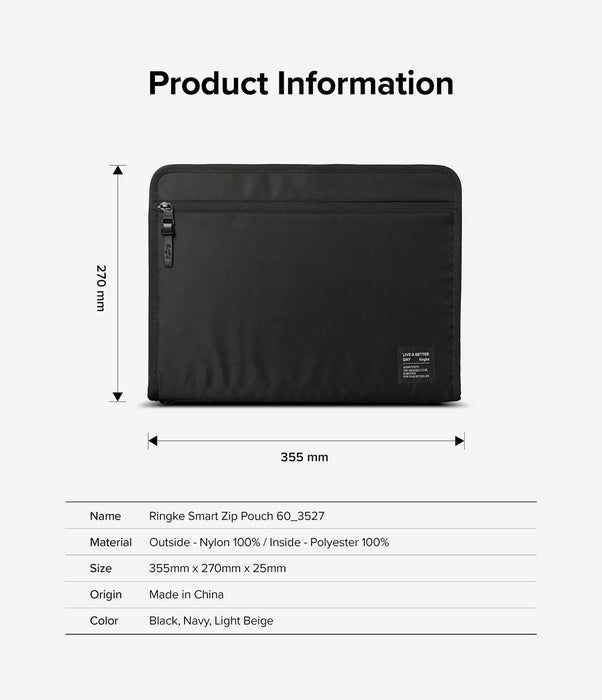 Funda Ringke Smart Zip Pouch para Laptop / Tablet / iPad - Black