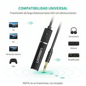 UGREEN transmisor Bluetooth 5.0 jack 3.5mm para audio inalámbrico CM107