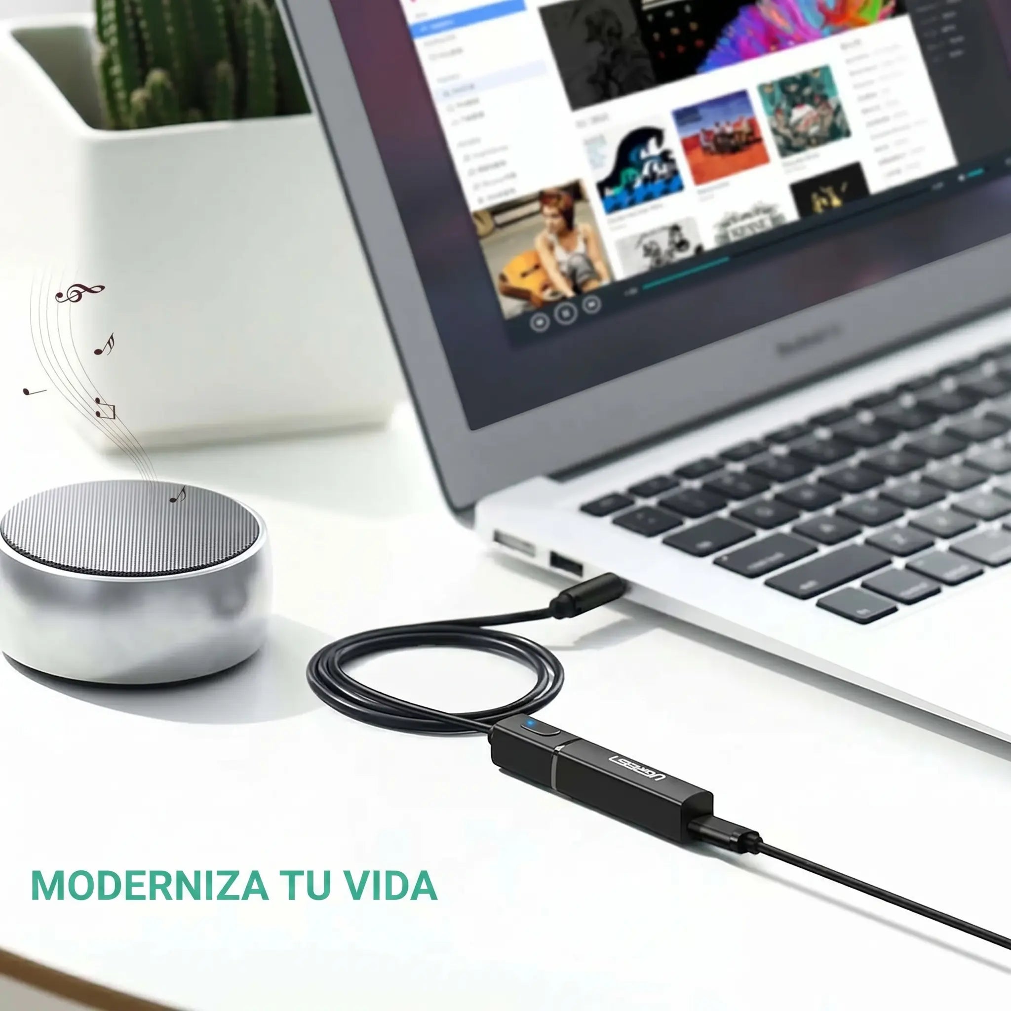 UGREEN transmisor Bluetooth 5.0 jack 3.5mm para audio inalámbrico CM107