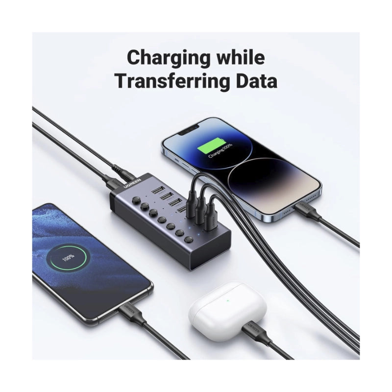 Hub Usb Ugreen 7 Puertos Cm481 (90305) Usb 3.0, Switch Independientes